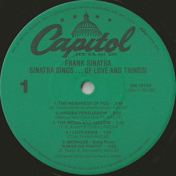 Frank Sinatra : Sinatra Sings...Of Love And Things (LP, Comp)