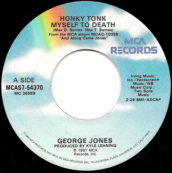 George Jones (2) : Honky Tonk Myself To Death / Where The Tall Grass Grows (7")