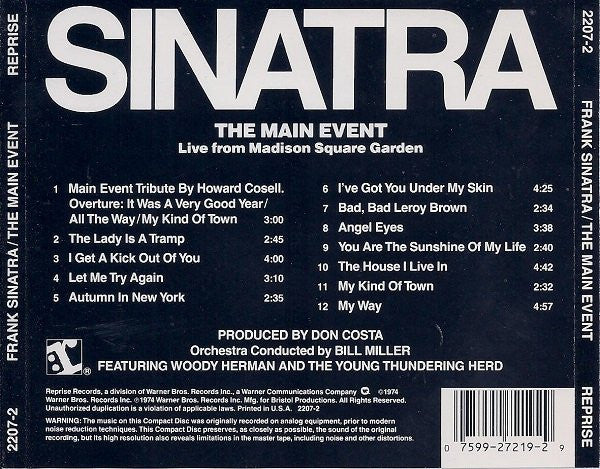 Frank Sinatra : The Main Event (Live) (CD, Album)