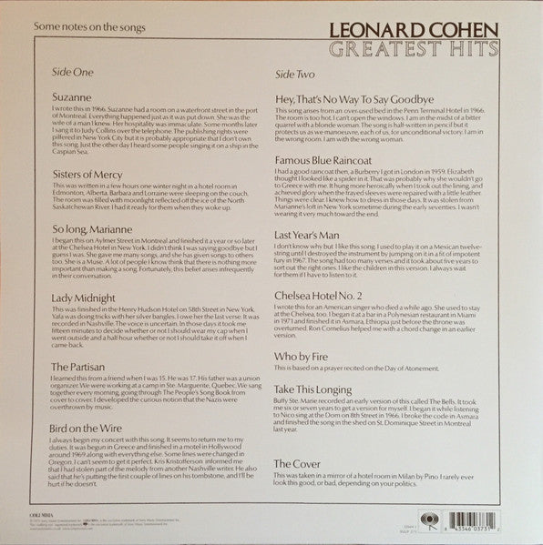 Leonard Cohen : Greatest Hits (LP, Comp, RE, 180)