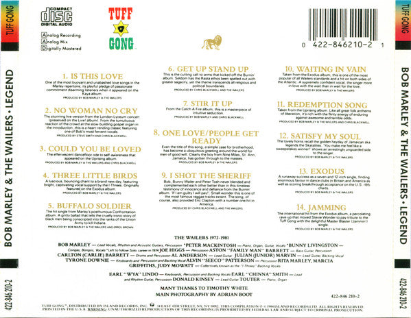 Bob Marley & The Wailers : Legend (The Best Of Bob Marley And The Wailers) (CD, Comp, RE, RM)