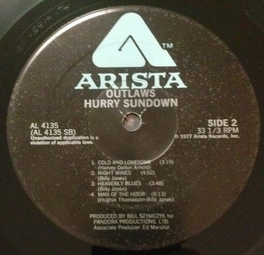 Outlaws : Hurry Sundown (LP, Album, PRC)