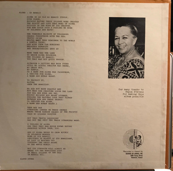 Napua Stevens : "Pehea Oe?" - Learn To Speak Hawaiian With Napua Stevens (LP)