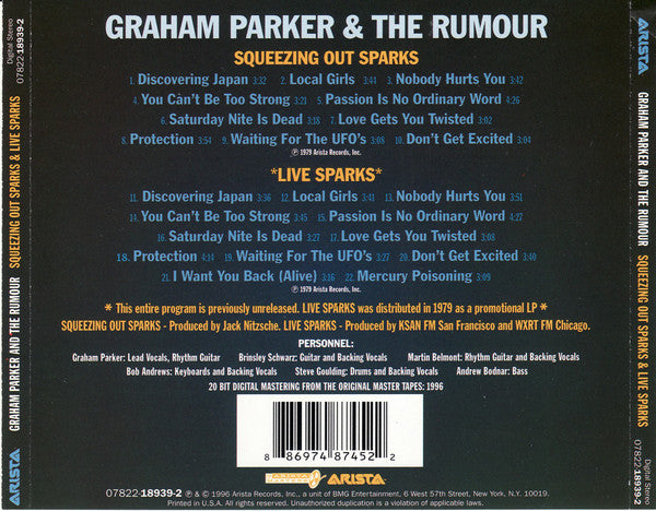 Graham Parker & The Rumour* : Squeezing Out Sparks & Live Sparks (CD, Album, RM)