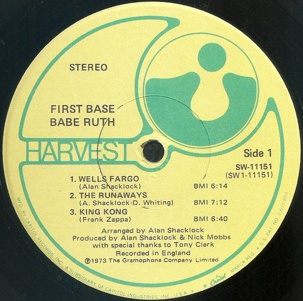 Babe Ruth : First Base (LP, Album, Jac)
