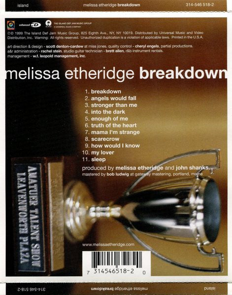 Melissa Etheridge : Breakdown (CD, Album, Enh)