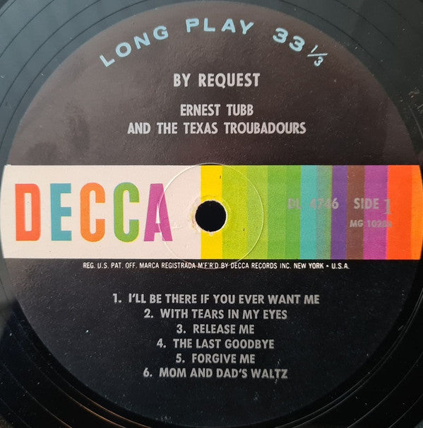 Ernest Tubb And The Texas Troubadours : By Request (LP, Album, Mono, Pin)