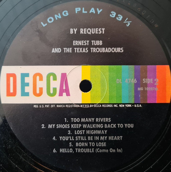 Ernest Tubb And The Texas Troubadours : By Request (LP, Album, Mono, Pin)