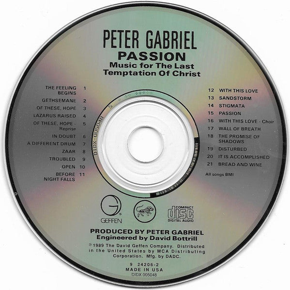Peter Gabriel : Passion (Music For The Last Temptation Of Christ) (CD, Album, RP)