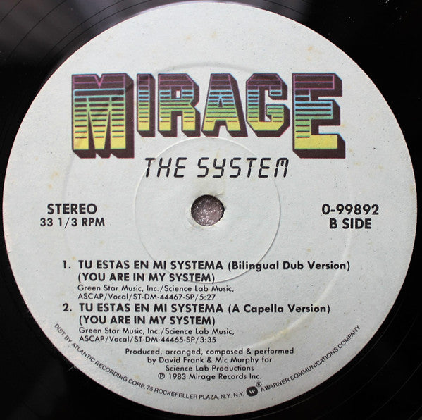The System : Tu Estas En Mi Systema (You Are In My System) (12", SP)