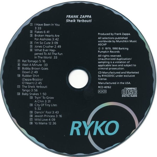 Frank Zappa : Sheik Yerbouti (CD, Album, RE, RM, RP)