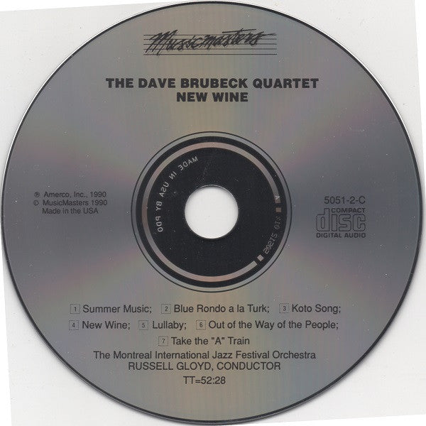 The Dave Brubeck Quartet With The Montreal International Jazz Festival Orchestra : New Wine (CD, Album)