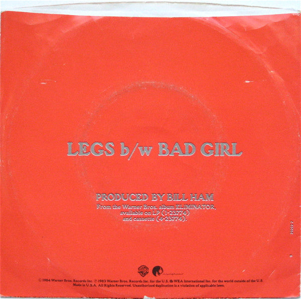 ZZ Top : Legs (7", Single, Win)