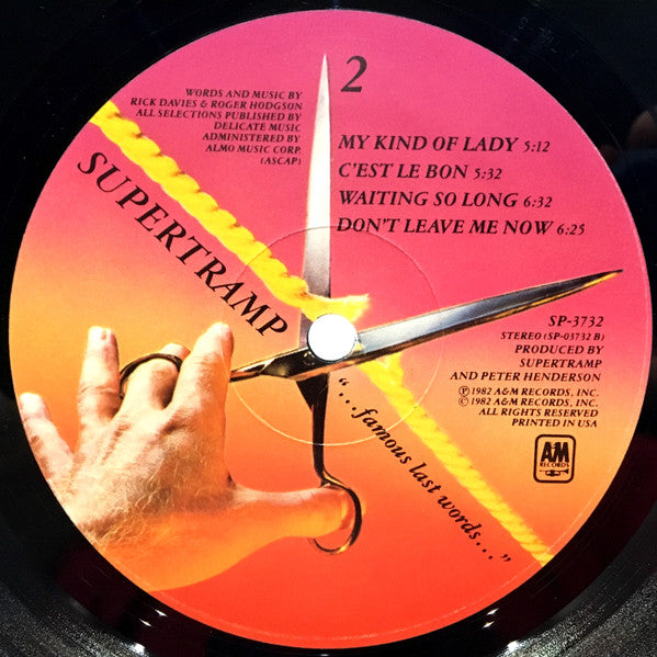 Supertramp : "...Famous Last Words..." (LP, Album, Ind)