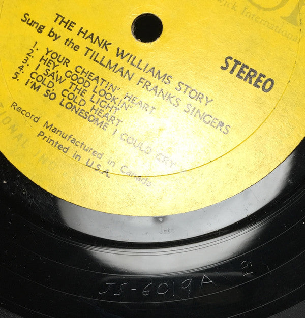 Tillman Franks Singers, Tillman Franks : The Hank Williams Story Sung By The Tillman Franks Singers (LP)