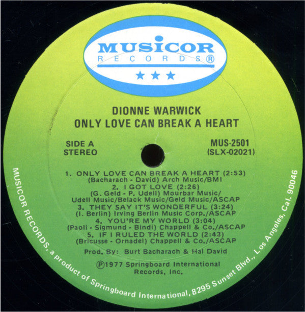 Dionne Warwick : Only Love Can Break A Heart (LP, Album)