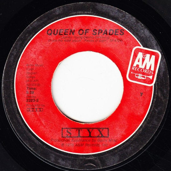 Styx : Too Much Time On My Hands (7", Single, Styrene, Ter)