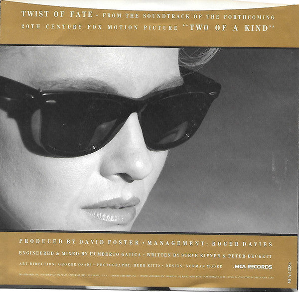 Olivia Newton-John : Twist Of Fate / Take A Chance (7", Pin)