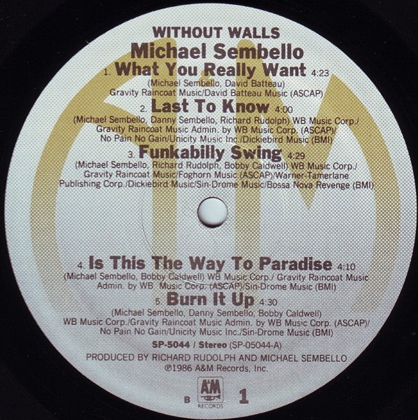 Michael Sembello : Without Walls (LP, Album)