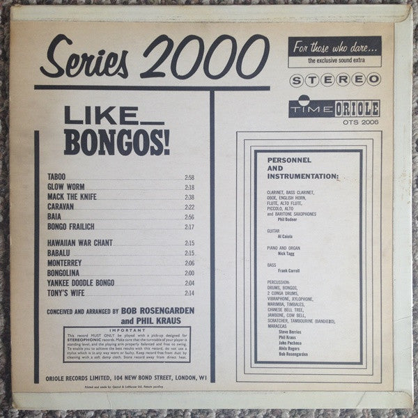 Bob Rosengarden* And Phil Kraus : Like Bongos (LP, Album)