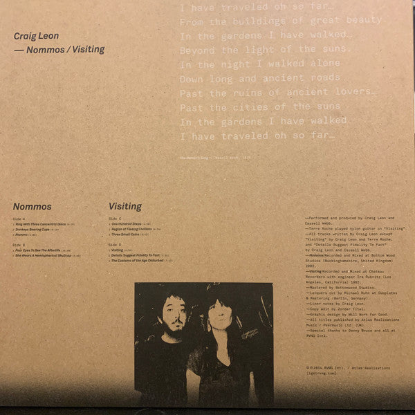 Craig Leon : Nommos / Visiting - Anthology Of Interplanetary Folk Music Vol. 1 (LP, Album + LP, Album, RE + Comp)