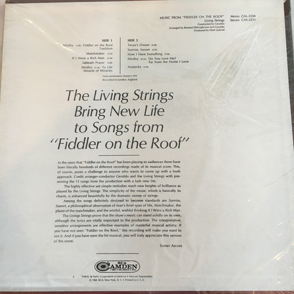 Living Strings : Music From Fiddler On The Roof (LP, Album)