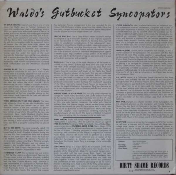 Waldo's Gutbucket Syncopators : Harlem Style Hot Jazz (LP, Album)