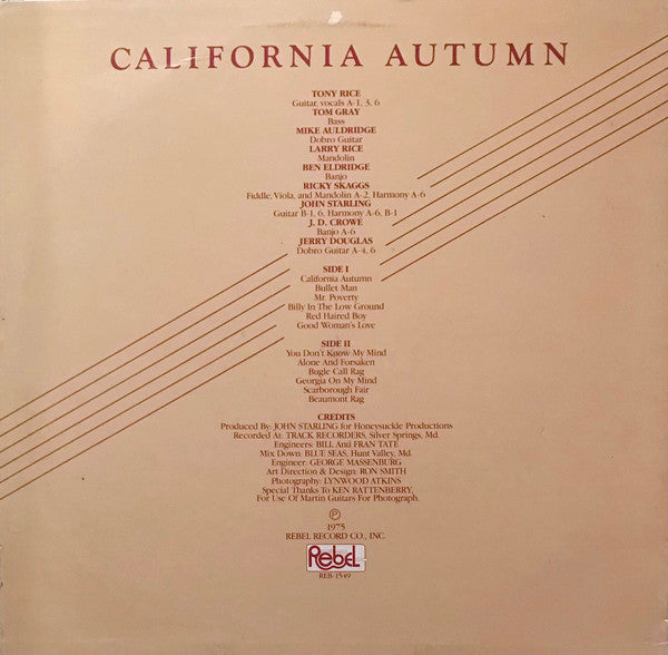 Tony Rice : California Autumn (LP, Album, RE, Ele)