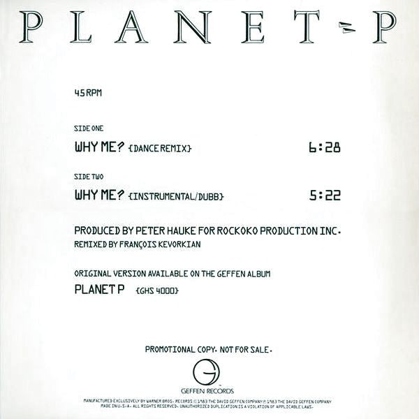 Planet P* : Why Me? (12", Promo)