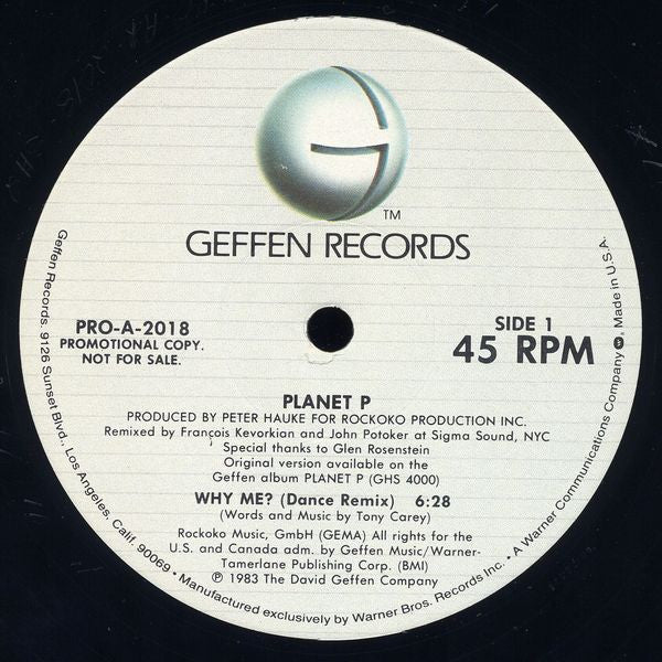 Planet P* : Why Me? (12", Promo)
