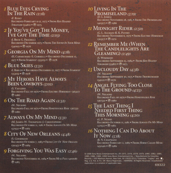Willie Nelson : 16 Biggest Hits (HDCD, Comp)