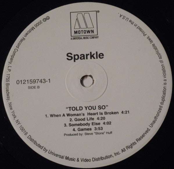 Sparkle (2) : Told You So (LP, Album)