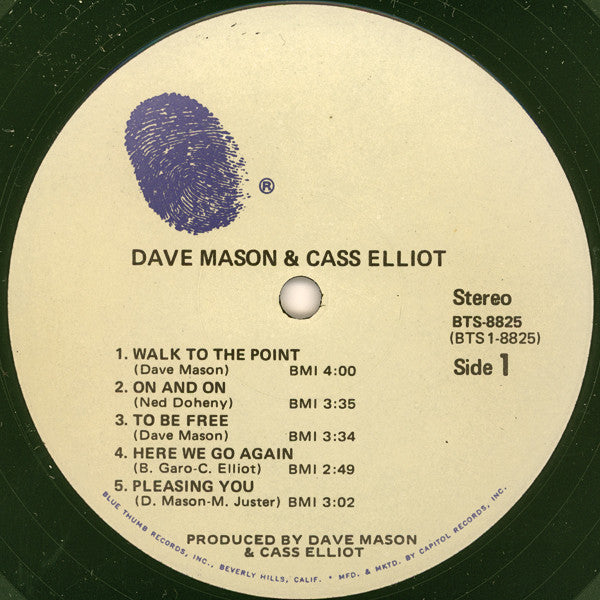 Dave Mason & Cass Elliot : Dave Mason & Cass Elliot (LP, Album, Jac)