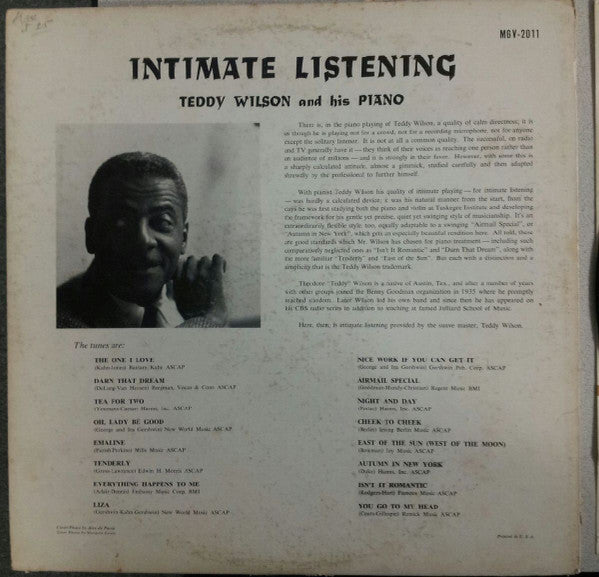 Teddy Wilson And His Piano* : Intimate Listening (LP, Album, Ora)