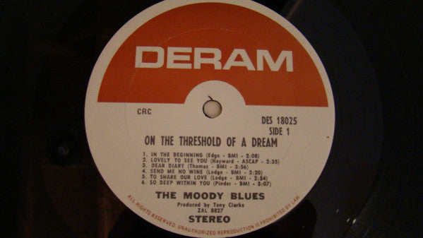 The Moody Blues : On The Threshold Of A Dream (LP, Album, Club, CRC)