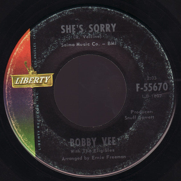 Bobby Vee With The Eligibles : I'll Make You Mine / She's Sorry (7", Single)