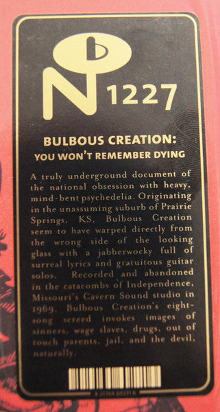 Bulbous Creation : You Won't Remember Dying (LP, Album, RE)