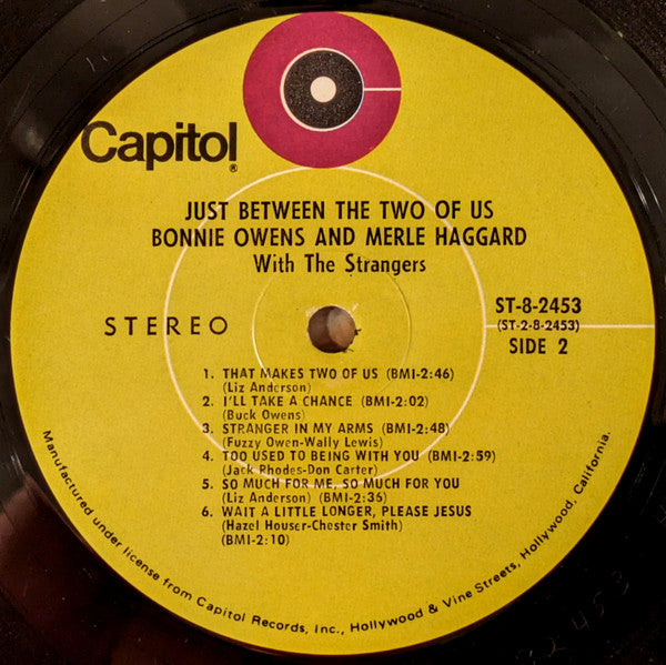 Bonnie Owens And Merle Haggard With The Strangers (5) : Just Between The Two Of Us (LP, Club, RE)