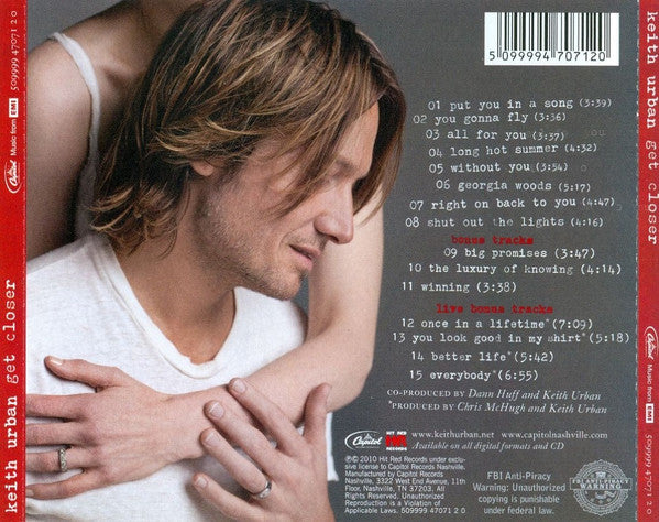 Keith Urban : Get Closer (CD, Album, Dlx, Tar)