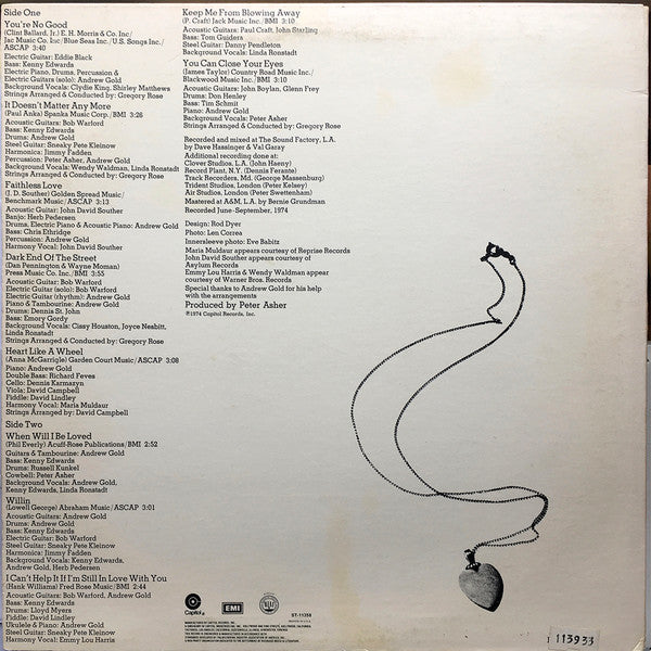 Linda Ronstadt : Heart Like A Wheel (LP, Album, Club, RE, RCA)