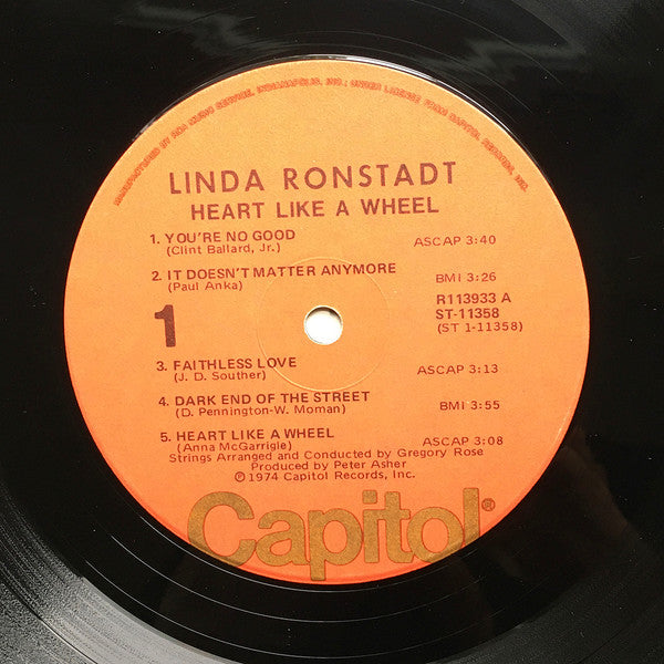 Linda Ronstadt : Heart Like A Wheel (LP, Album, Club, RE, RCA)
