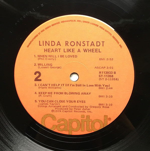 Linda Ronstadt : Heart Like A Wheel (LP, Album, Club, RE, RCA)