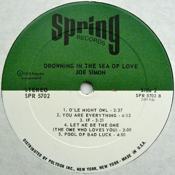 Joe Simon : Drowning In The Sea Of Love (LP, Album, Ric)