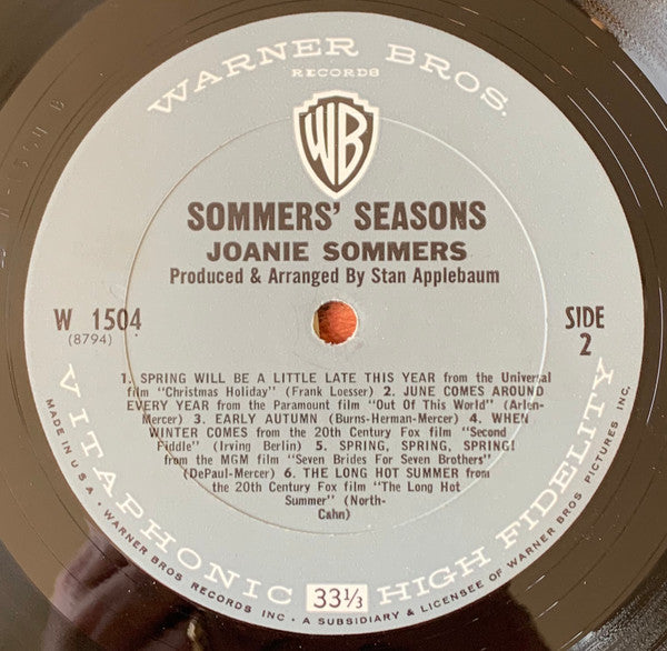 Joanie Sommers : Sommers' Seasons (LP, Album, Mono)