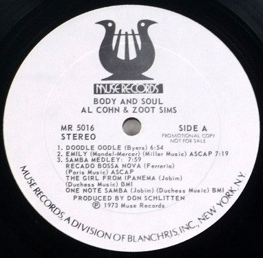 Al Cohn & Zoot Sims : Body And Soul (LP, Album, Promo)