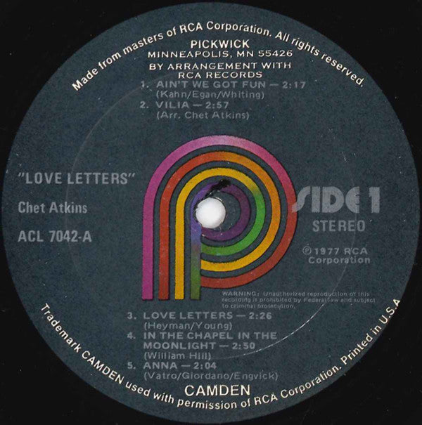 Chet Atkins : Love Letters (LP, Album)