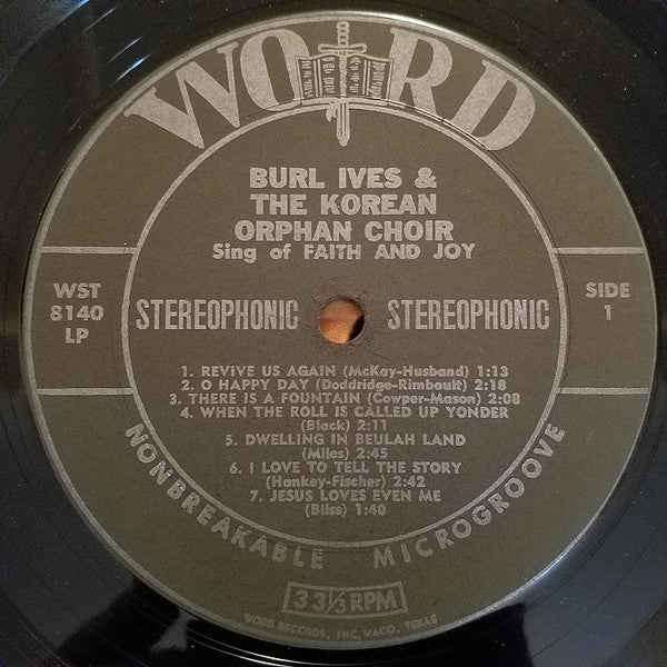 Burl Ives & The World Vision Korean Orphan Choir* : Faith And Joy (LP)