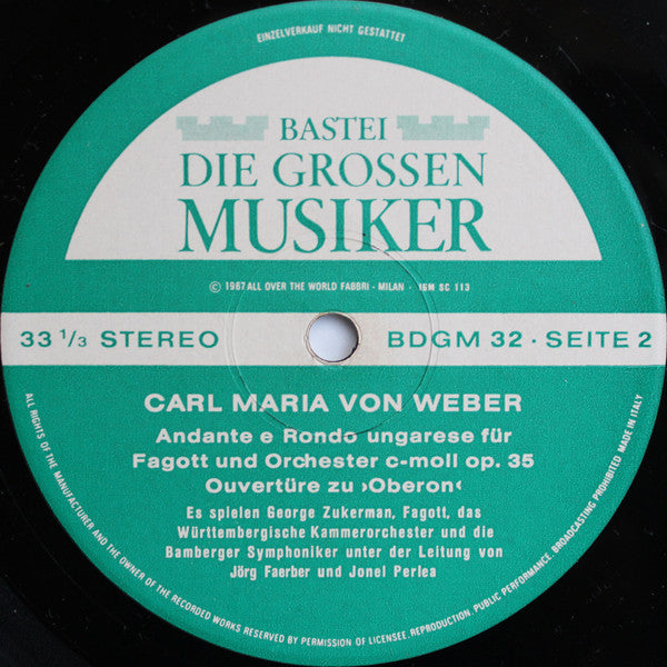 Carl Maria von Weber : Carl Maria Von Weber In 3 Folgen · Band II (10", Comp)