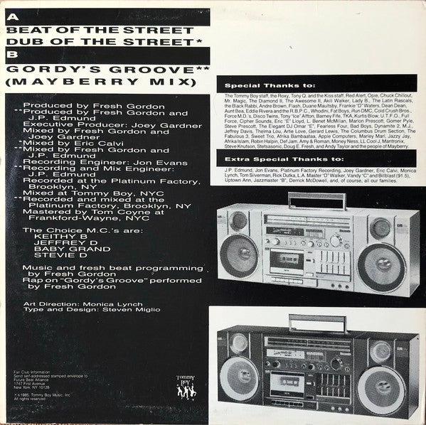 Choice M.C.'s* Featuring Fresh Gordon / Fresh Gordon : Beat Of The Street / Gordy's Groove (12")