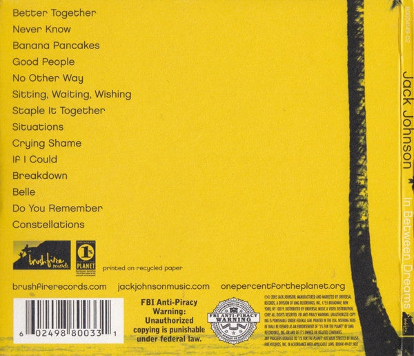 Jack Johnson : In Between Dreams (CD, Album, RE, Dig)